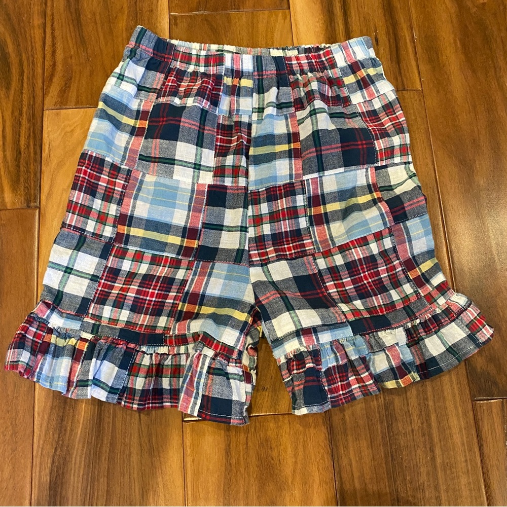 Rags Land girls ruffled madras shorts, like new, size 7-8